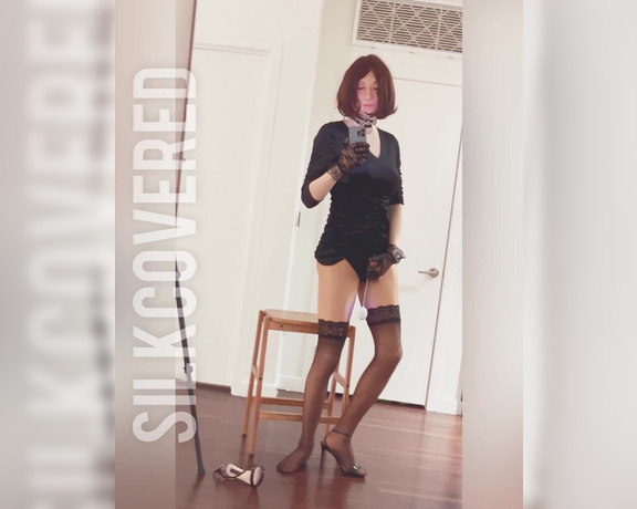 TS Silk aka silklivingdoll - 02-03-2022 OnlyFans Video - VIDEO x 3 Masked girl with silky black dress, dotted sheer stocking, heals, bare feet, dildo_a3rl