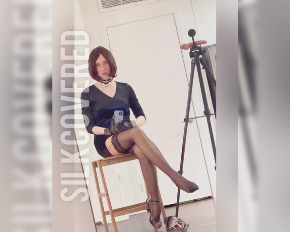 TS Silk aka silklivingdoll - 02-03-2022 OnlyFans Video - VIDEO x 3 Masked girl with silky black dress, dotted sheer stocking, heals, bare feet, dildo_zh5w