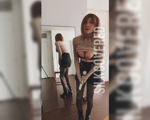 TS Silk aka silklivingdoll - 02-24-2022 OnlyFans Video - I got a hoodie, a pair of fishnet pantyhose plus over knee tights, ankle boot and_cufb