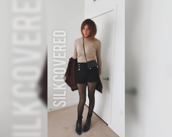 TS Silk aka silklivingdoll - 02-24-2022 OnlyFans Video - I got a hoodie, a pair of fishnet pantyhose plus over knee tights, ankle boot and_id8a