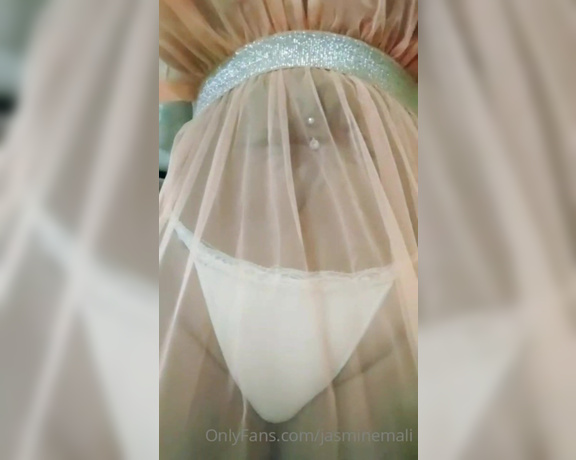 French Baguette aka frenchbaguettes - 05-14-2022 OnlyFans Video - jasminemali cock dangling and being stroked under her pink veil dress