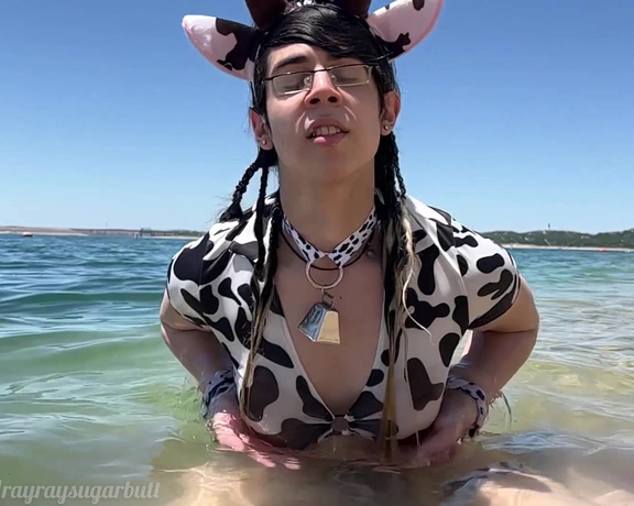 Rayray Sugarbutt aka rayraysugarbutt - 06-22-2024 OnlyFans Video - Brief slow motion wet t_shirt clip type thing at the nude beach, from my cow themed